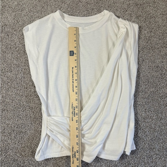 A New Day White Ruched Side Swag Draping Greek Goddess Tee – Women’s Medium - Picture 3 of 5